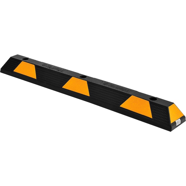 Global Industrial Parking Stop, UV Black Rubber, 3-15/16 in Height, 47-1/4 in Length, Black/Yellow 670596 - main